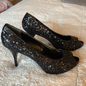Nine West Sequin Peep Toe Heels